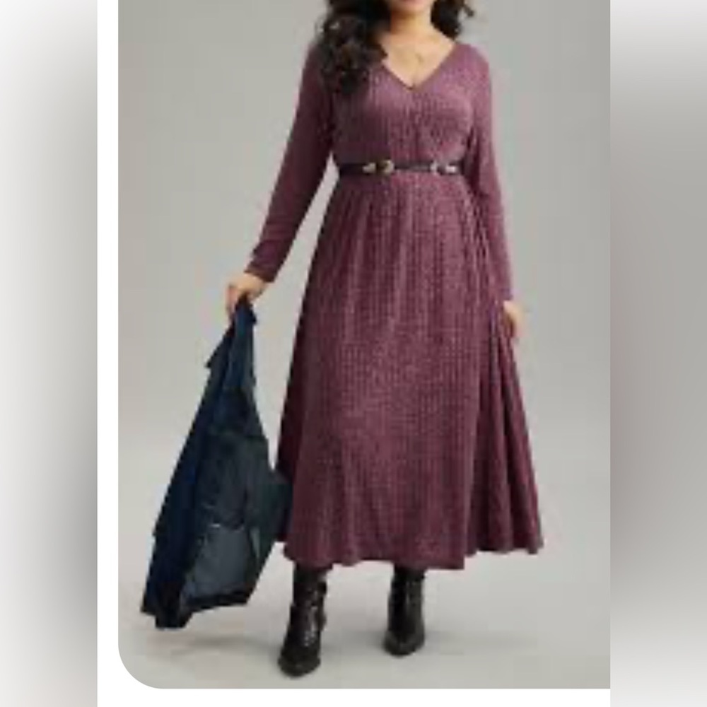 Bloomchic Elegant Burgundy Knit Dress
